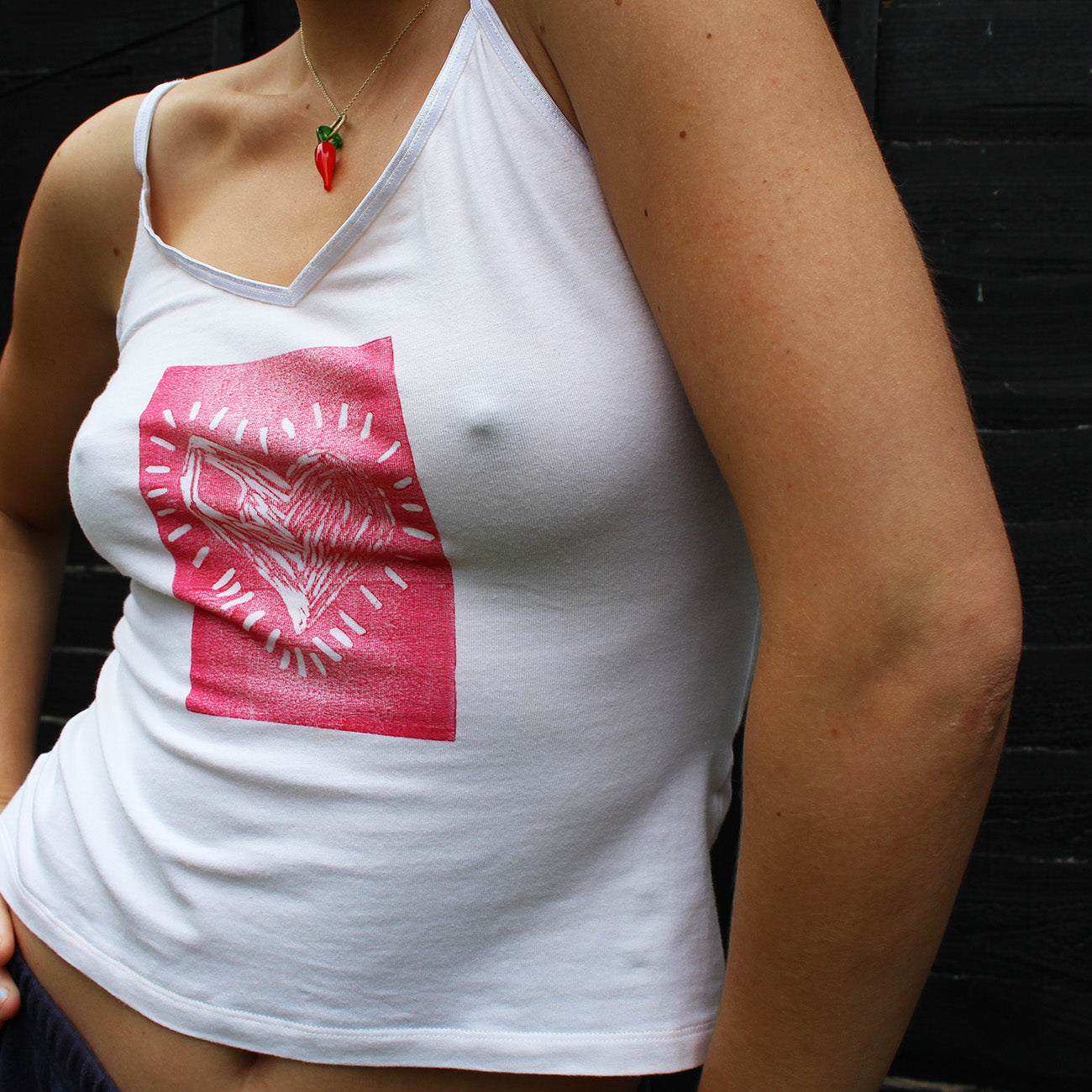 Hand Printed Tank Top Heart