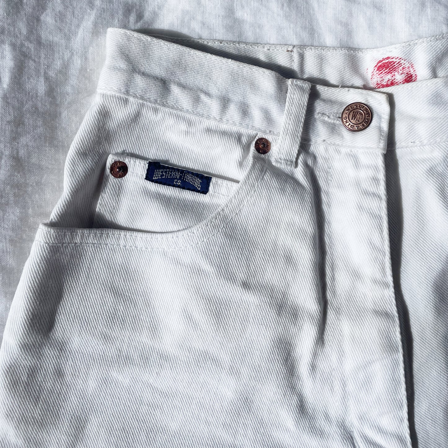 Hand Printed Denim Shorts Cherries