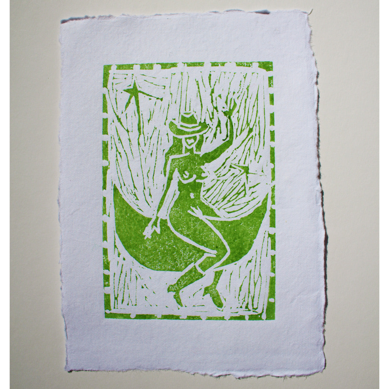 Lino Print Space Cowgirl