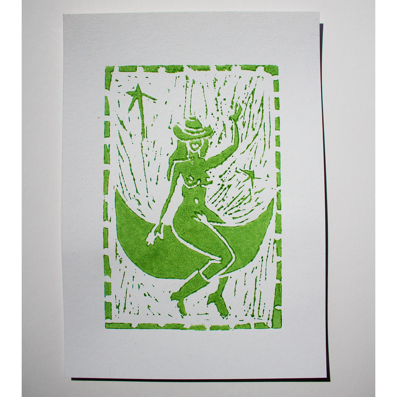 Lino Print Space Cowgirl
