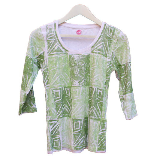 Hand Printed 3/4 Sleeve T Shirt Stars Cowgirl