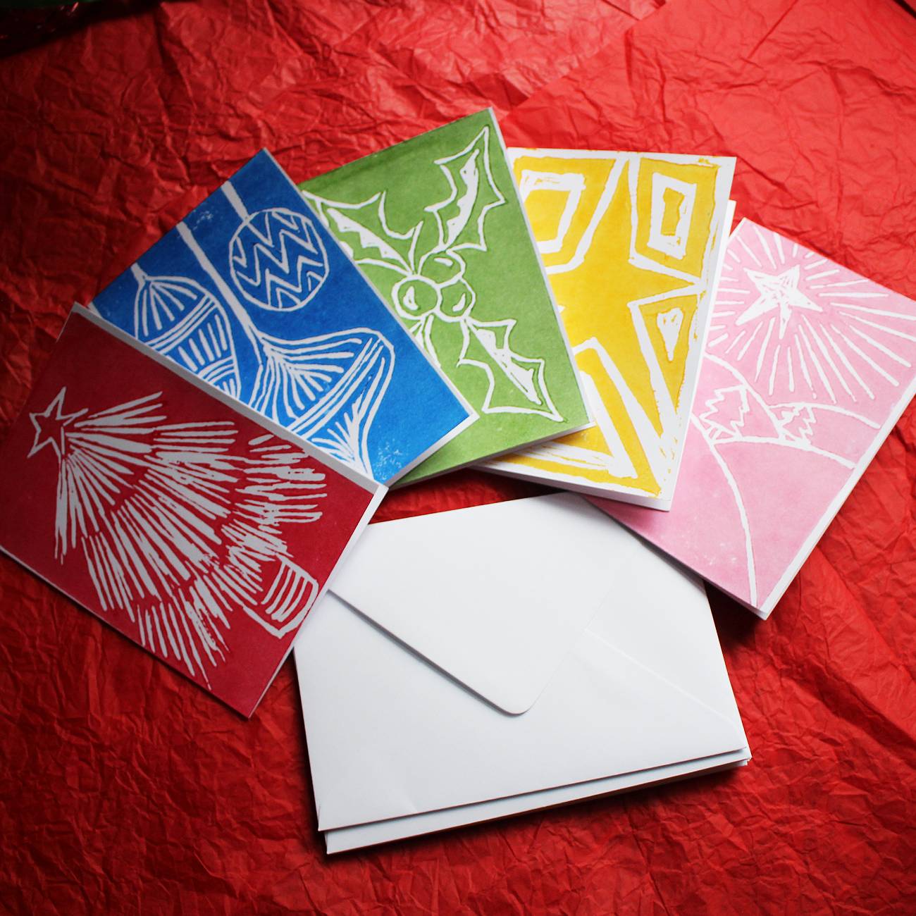 Hand Printed Christmas Cards A6