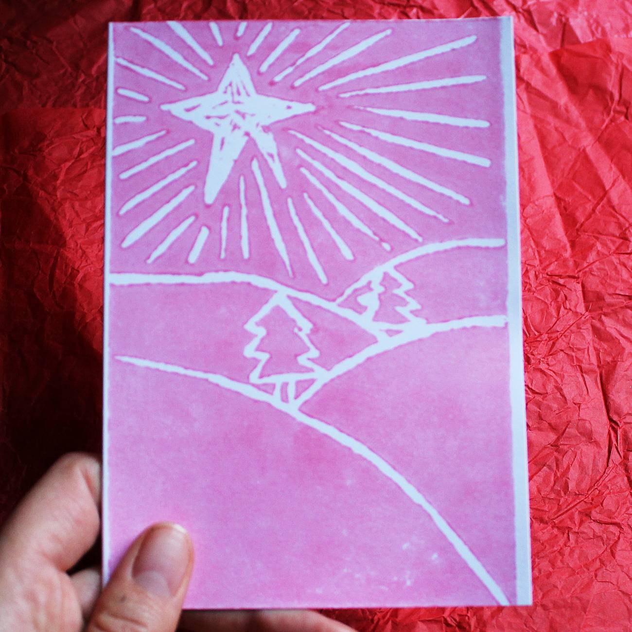 Hand Printed Christmas Cards A6