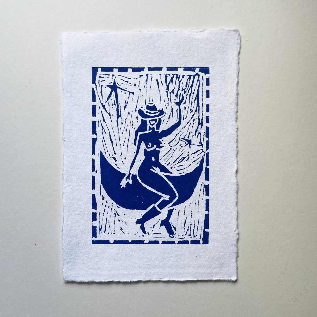 Lino Print Space Cowgirl