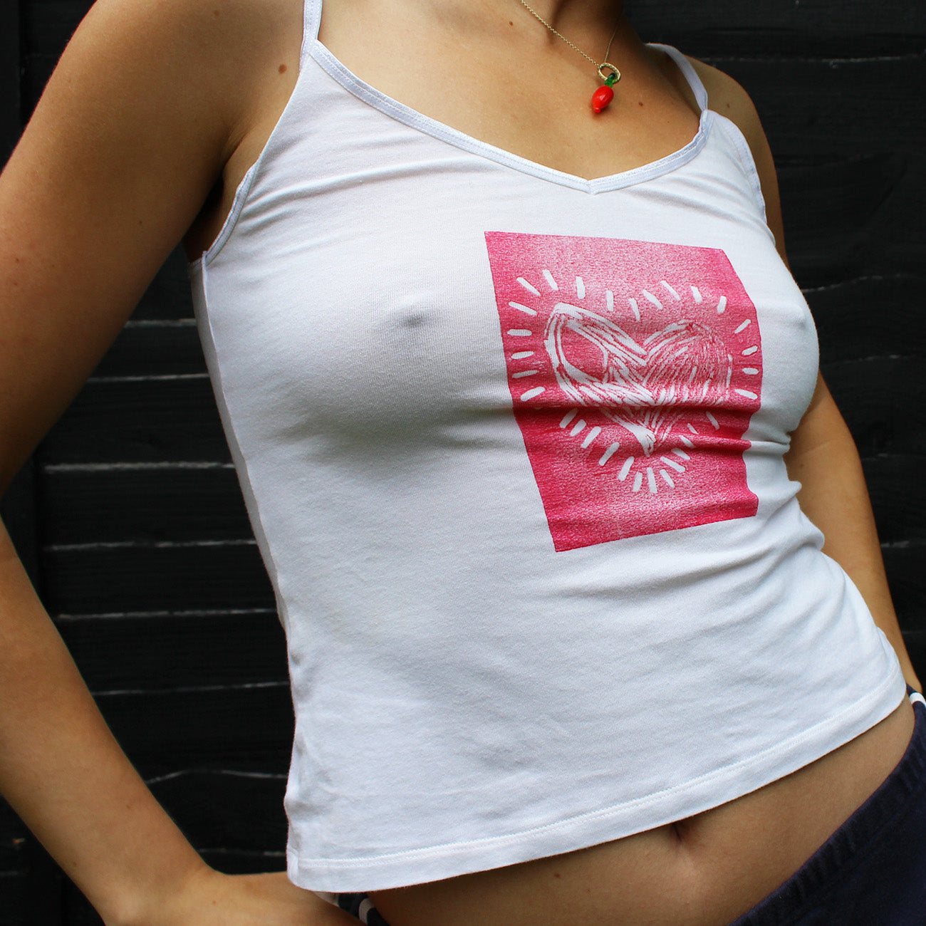 Hand Printed Tank Top Heart