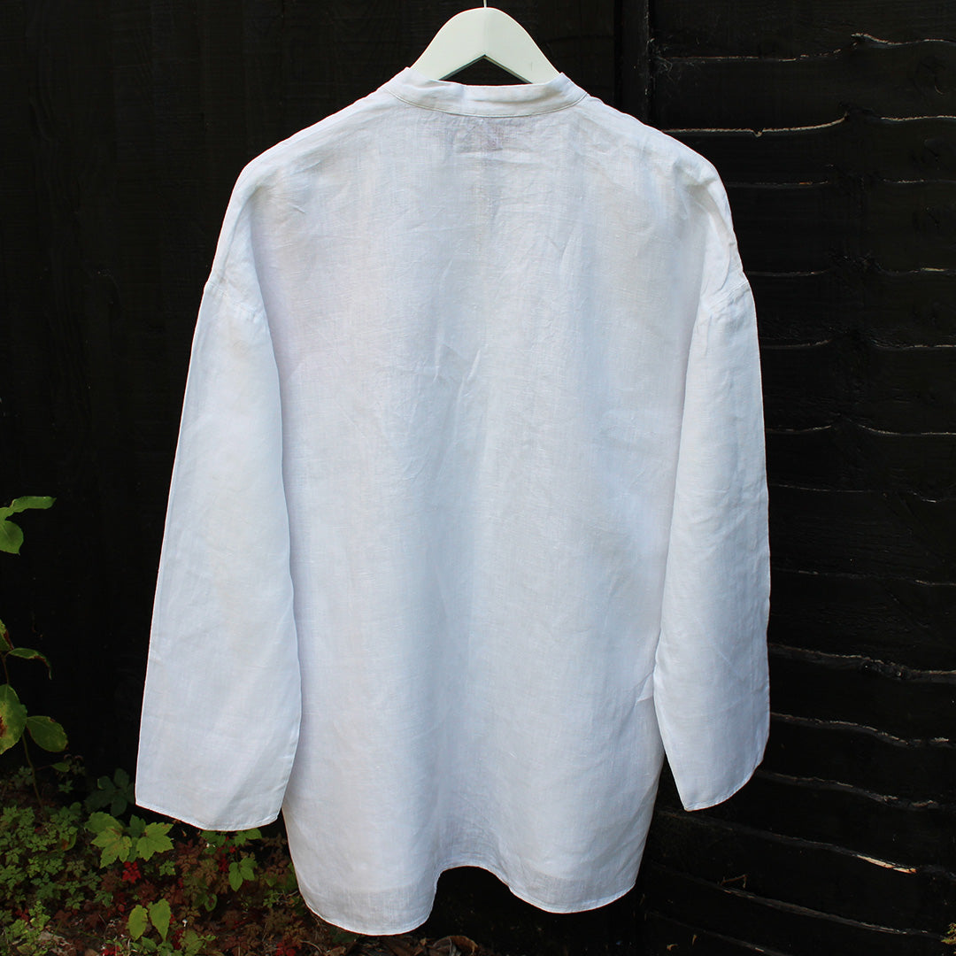 Hand Printed Linen Shirt White Cherry