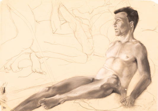 Male Nude In Charcoal